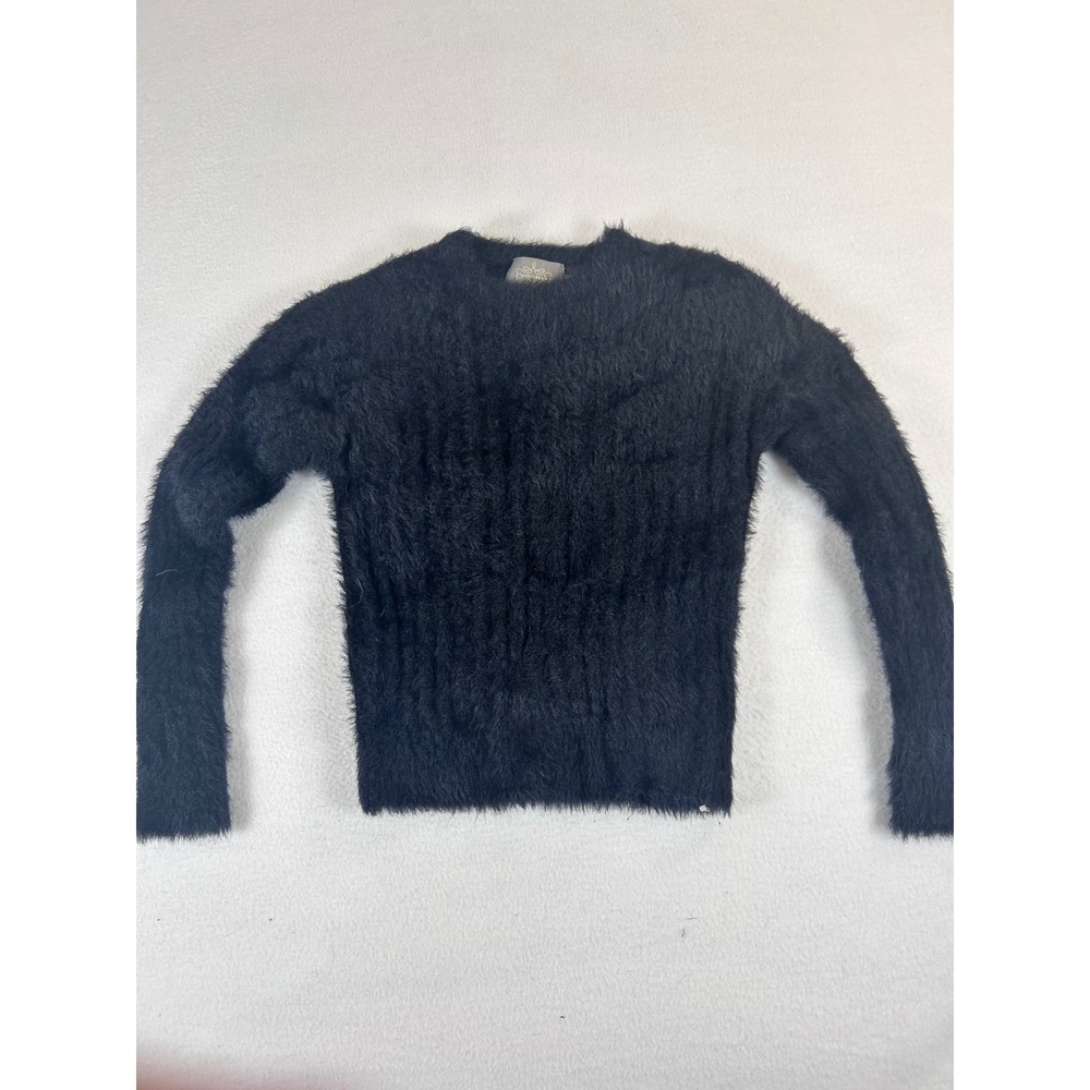 Creamie Girls 4T‎ Black Fuzzy Eyelash Knit Sweater Long Sleeve European Luxury
